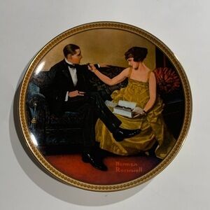Edwin M Knowles Vintage Normal Rockwell Collectible Plate.Flirting in the Parlor